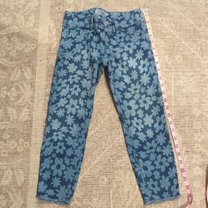 Wonder Nation Blue Floral Girl's Cropped Jeans